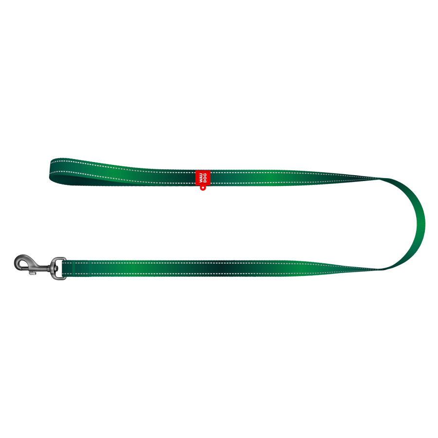 Поводок для собак нейлоновый WAUDOG Nylon Mono светоотражающий, зеленый