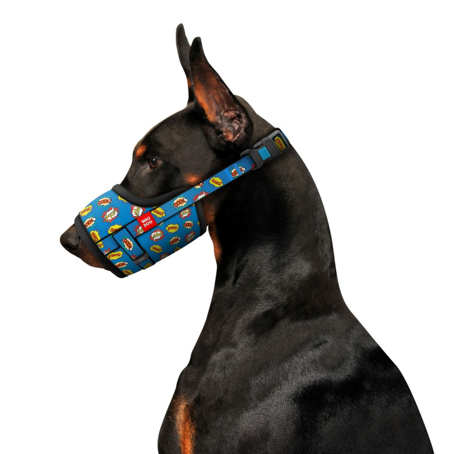 Намордник для собак WAUDOG Nylon, рисунок "ВАУ", пластиковый фастекс