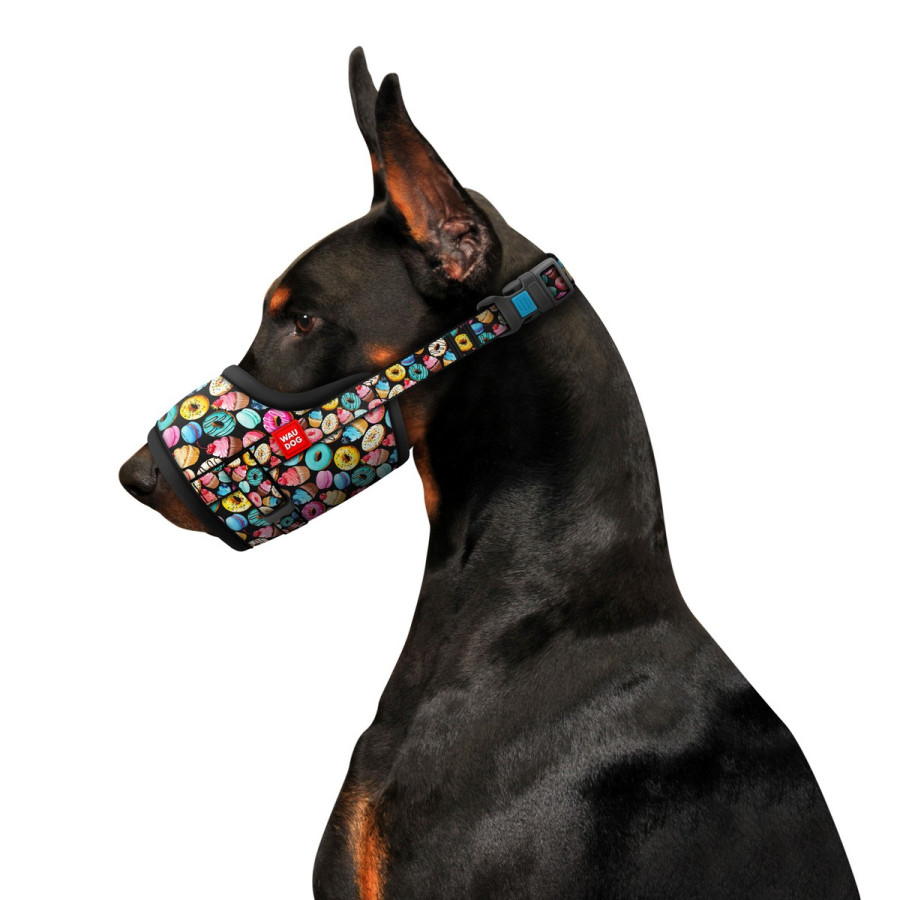 Намордник для собак WAUDOG Nylon, рисунок "Пончики", пластиковый фастекс
