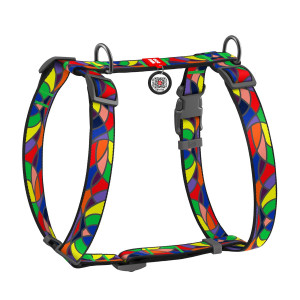 WAUDOG Nylon dog H-harness with QR-passport "Vitrage" design