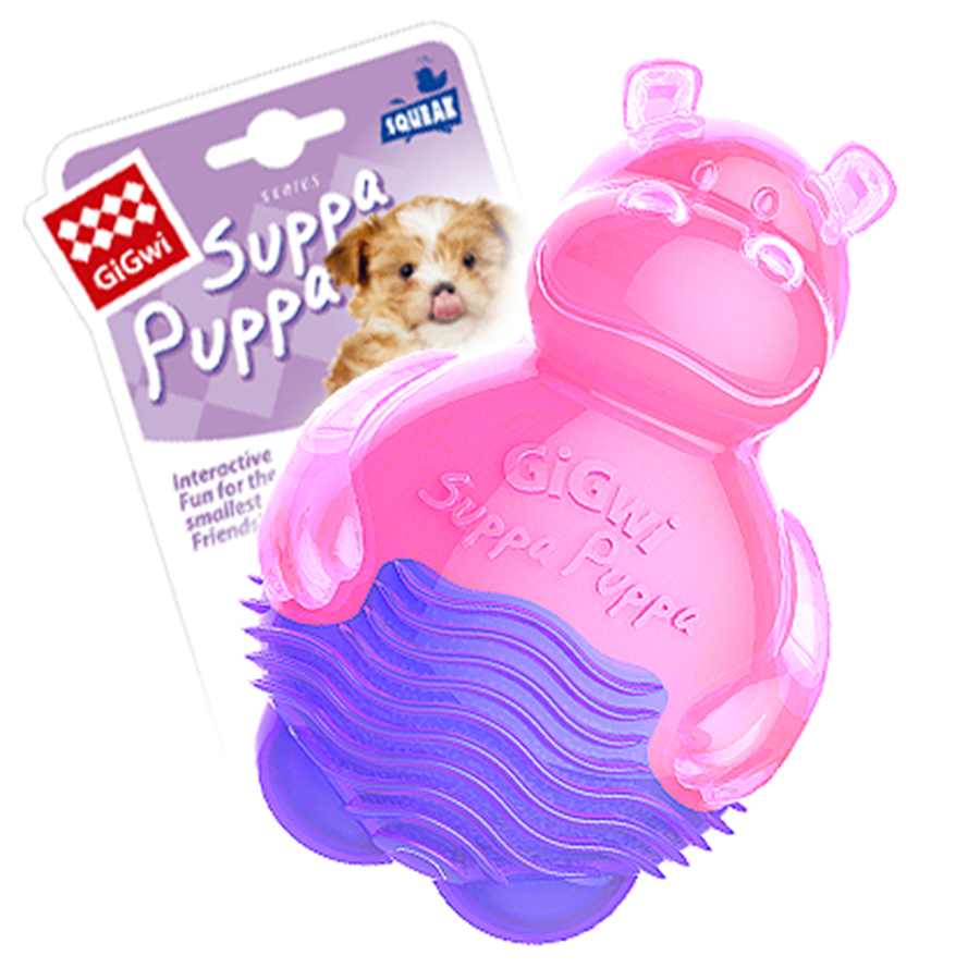 Іграшка для собак Бегемотик з пискавкою, рожевий GiGwi Suppa Puppa, гума, 9 см