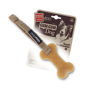 Іграшка для собак Маленька кістка GiGwi Gum gum каучук, прядиво, 9 см