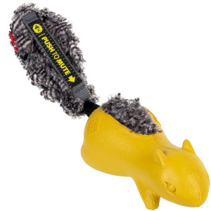 Игрушка для собак Белка с отключаемой пищалкой, желтый GiGwi Push to mute, резина, искусственній мех, 30 см