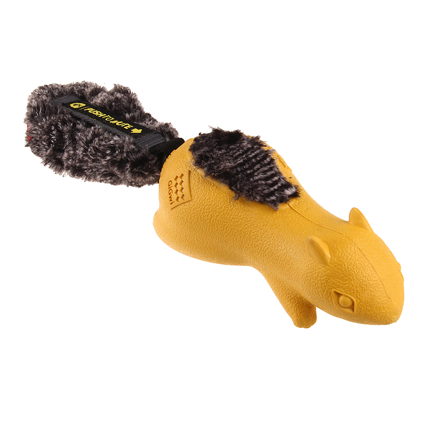 Іграшка для собак Білка з пискавкою що відключається, жовтий GiGwi Push to mute, гума, штучне хутро, 30 см