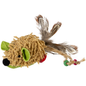 Игрушка для котов Мышь с электронным чипом GiGwi Melody chaser, текстиль, перо, 7 см