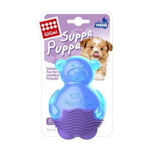 Іграшка для собак Ведмедик з пискавкою, синій GiGwi Suppa Puppa, гума, 9 см