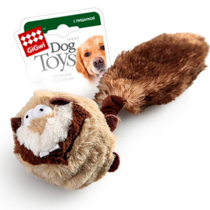 Іграшка для собак Борсук з 2-ма пискавками GiGwi Catch & fetch, штучне хутро, 26 см