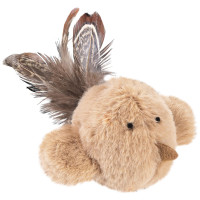 Іграшка для котів WAUCAT Fun Melodic Пташка бежева зі звуковим чипом, штучне хутро, перо, 11 см