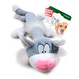 Іграшка для собак Кіт з пискавкою / тканина GiGwi Plush, плюш, штучне хутро, 63 см