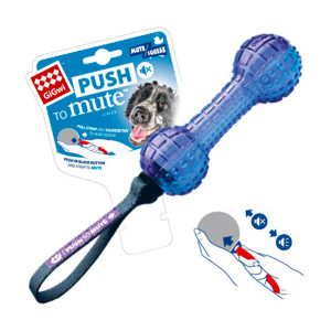 Игрушка для собак Гантеля с отключаемой пищалкой GiGwi Push to mute, TPR Резина, нейлон, 18 см