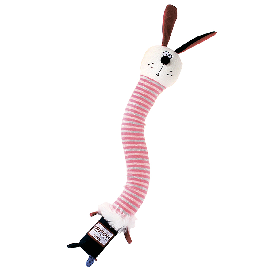 Іграшка для собак Заєць з хрусткою шиєю і пискавкою GiGwi Crunchy, текстиль, пластик, 28 см