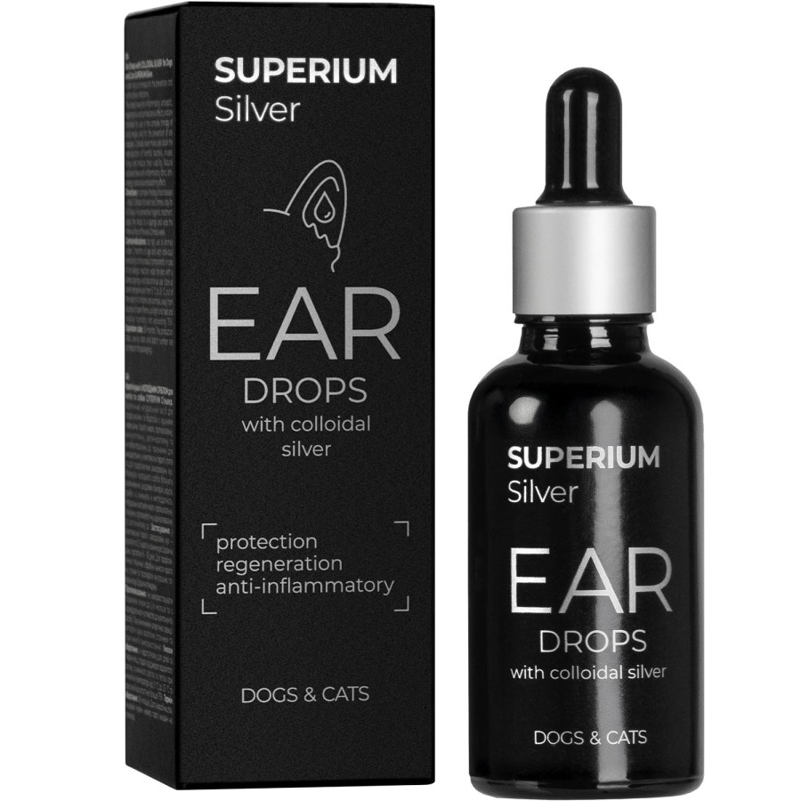 СУПЕРІУМ Сільвер краплі вушні з колоїдним сріблом для котів та собак, 30 мл