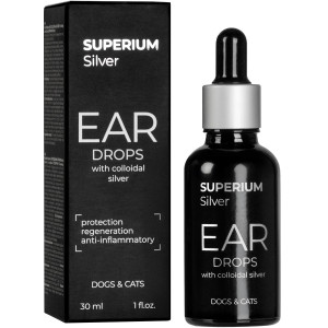 СУПЕРІУМ Сільвер краплі вушні з колоїдним сріблом для котів та собак, 30 мл