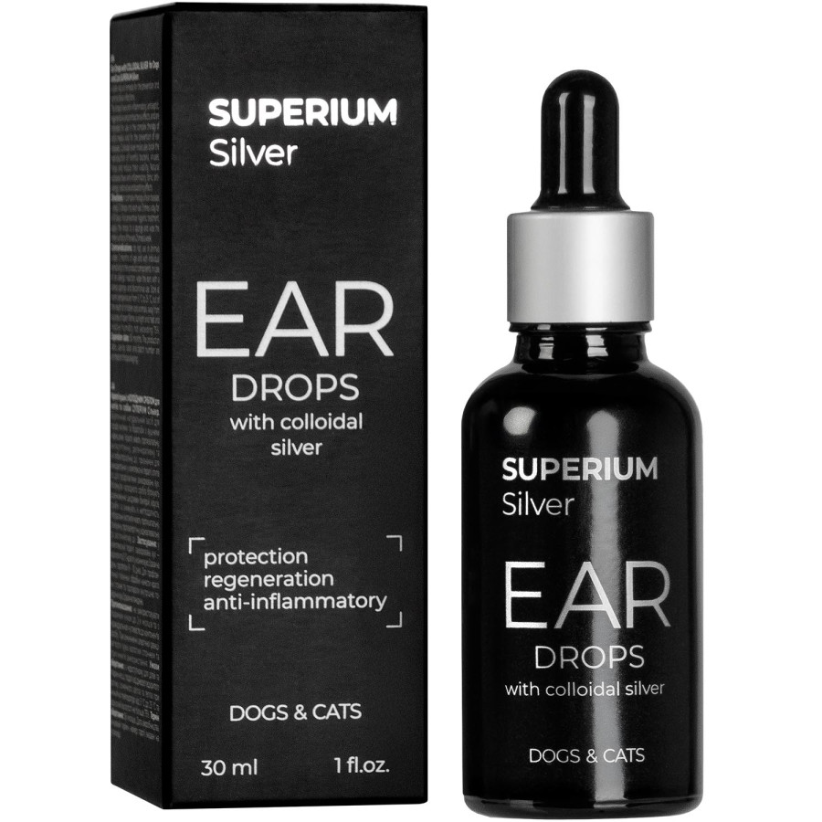 СУПЕРІУМ Сільвер краплі вушні з колоїдним сріблом для котів та собак, 30 мл